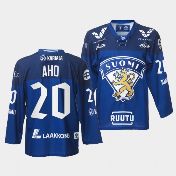 Finland Team 20 Sebastian Aho 2021-22 Jersey Blue ...