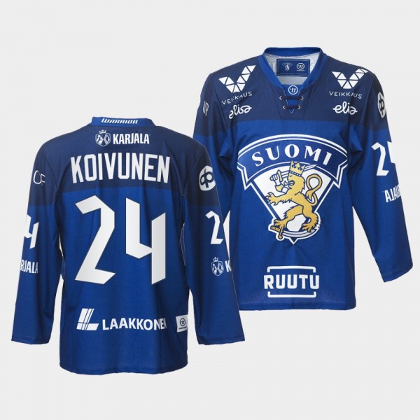 Finland Team 24 Ville Koivunen 2021-22 Jersey Blue Away