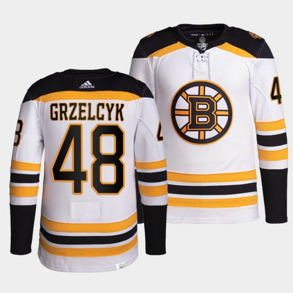 Matt Grzelcyk #48 Bruins Away White Jersey 2021-22...