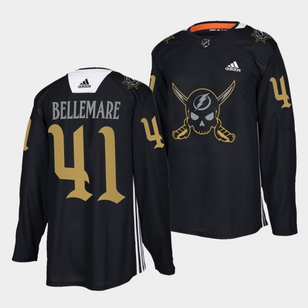 Pierre-Edouard Bellemare Lightning #41 Gasparilla inspired Jersey Black Pirate-themed Warmup